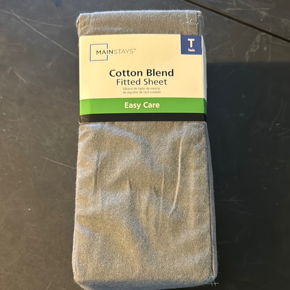 Mainstays Gray Cotton Blend Fitted Sheet